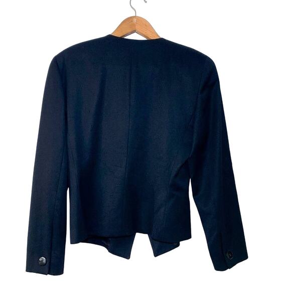 Dior Vintage Fitted Cropped Wool Button Down Padded Blazer Jacket Black US 8 - Picture 3 of 16